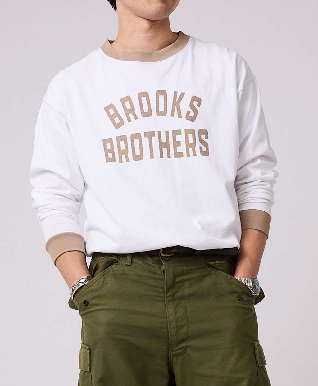 ◇オンラインストア限定◇SS23 LOGO Series コットン クルーネック ロングスリーブ リンガーTシャツ | Brooks Brothers  Japan (ブルックス ブラザーズ ジャパン)